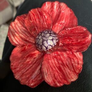 Cilea Paris designer vintage huge flower brooch pin red